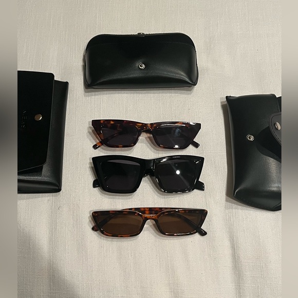 THREE NEW Fashion Sunglasses Cat Eye Thin Thick Tortoise Black SHEIN - Picture 2 of 4